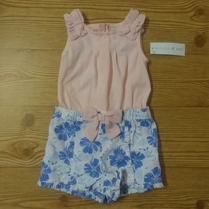 NWT Maggie & zoe pink pearl + floral romper 24m